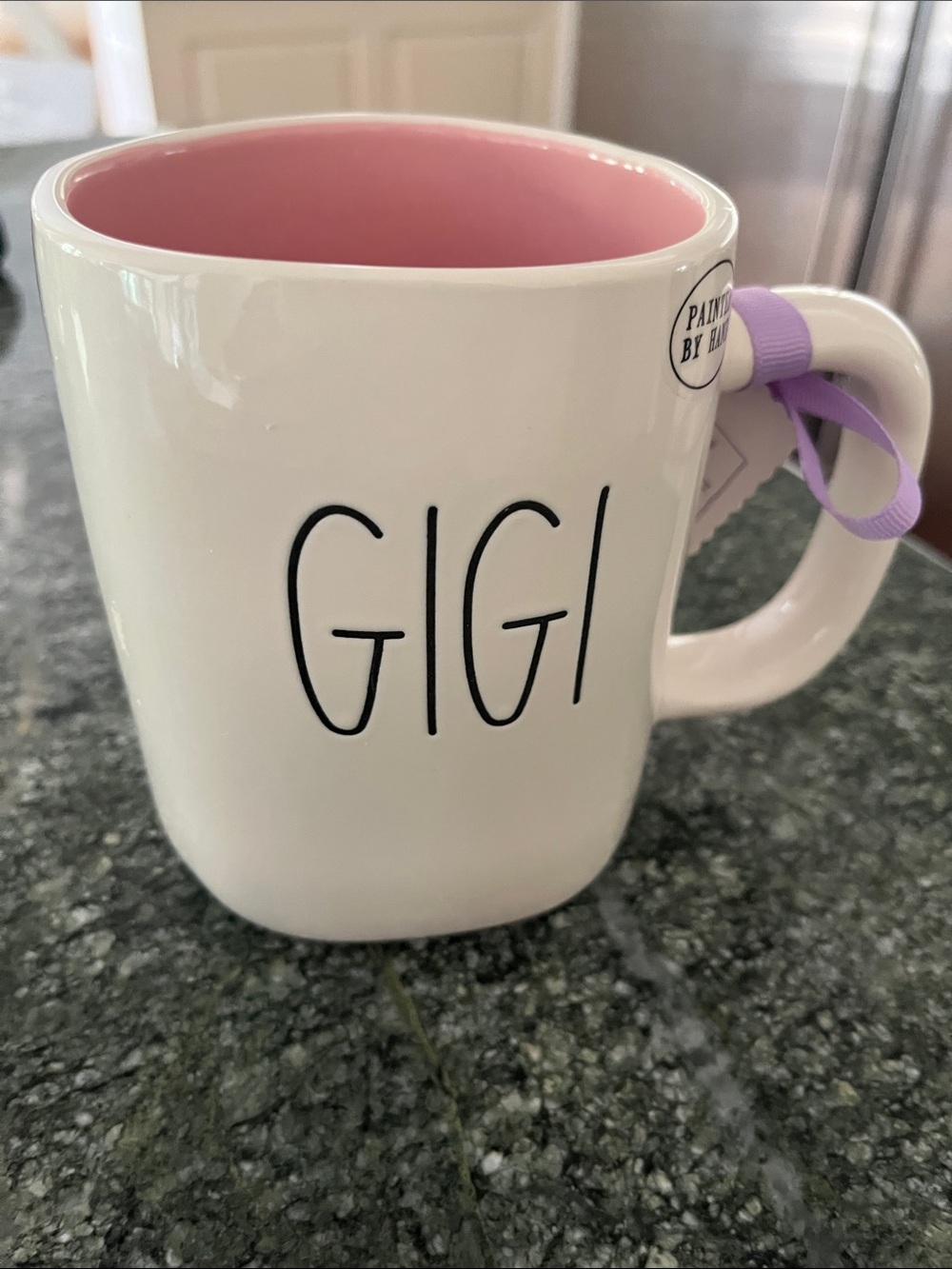 Rae Dunn White Mug with Pink Interior - GIGI